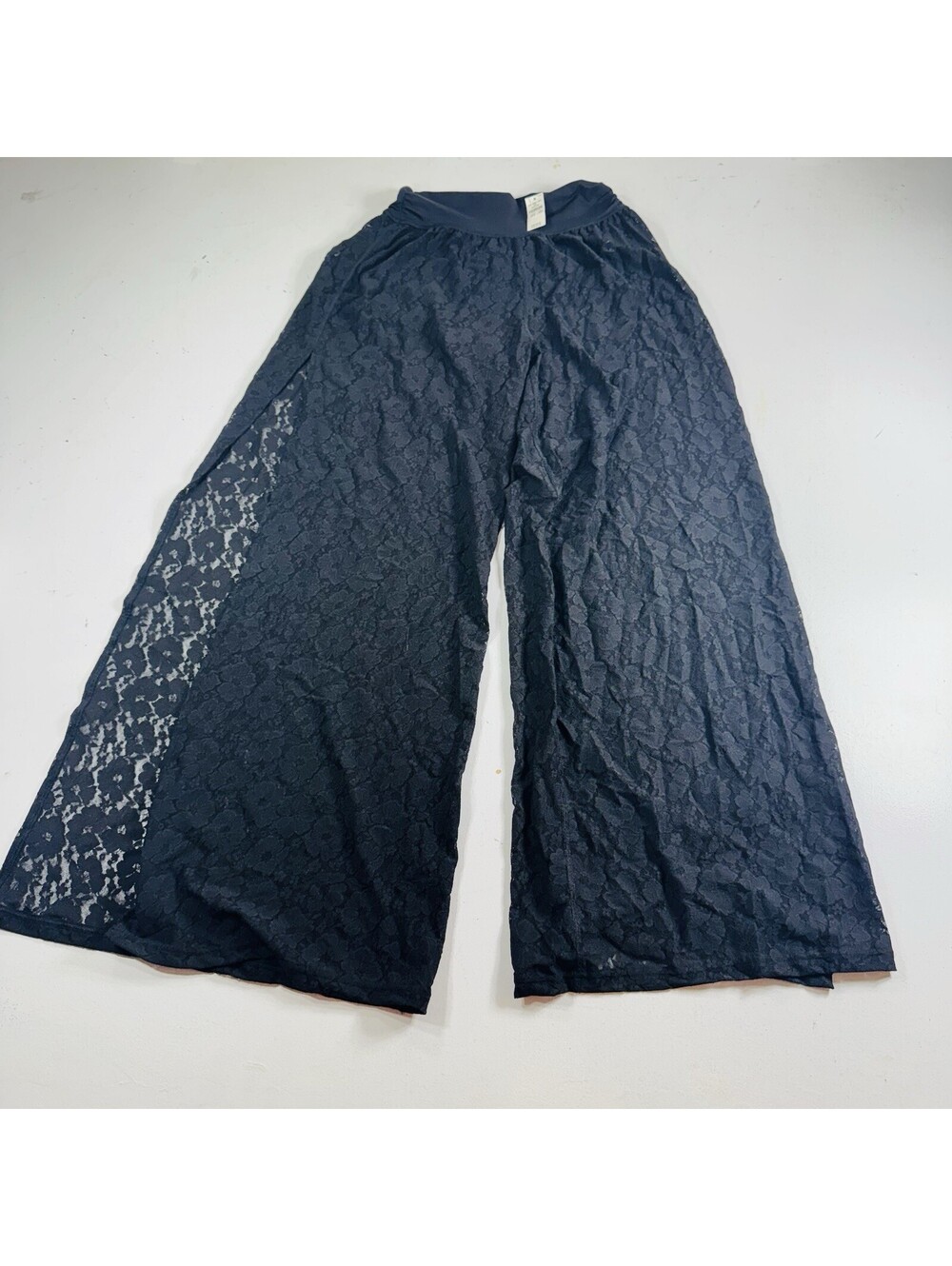 Aerie Black Lace Wide Leg Pants Size Small Sheer Beach Coverup Stretch Brand New